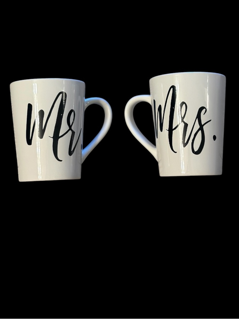 Mr. & Mrs. White Ceramic Coffee Mugs - Set of 2